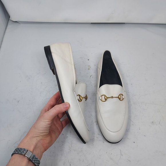 Gucci Brixton Jordaan White Leather Horsebit Loafer